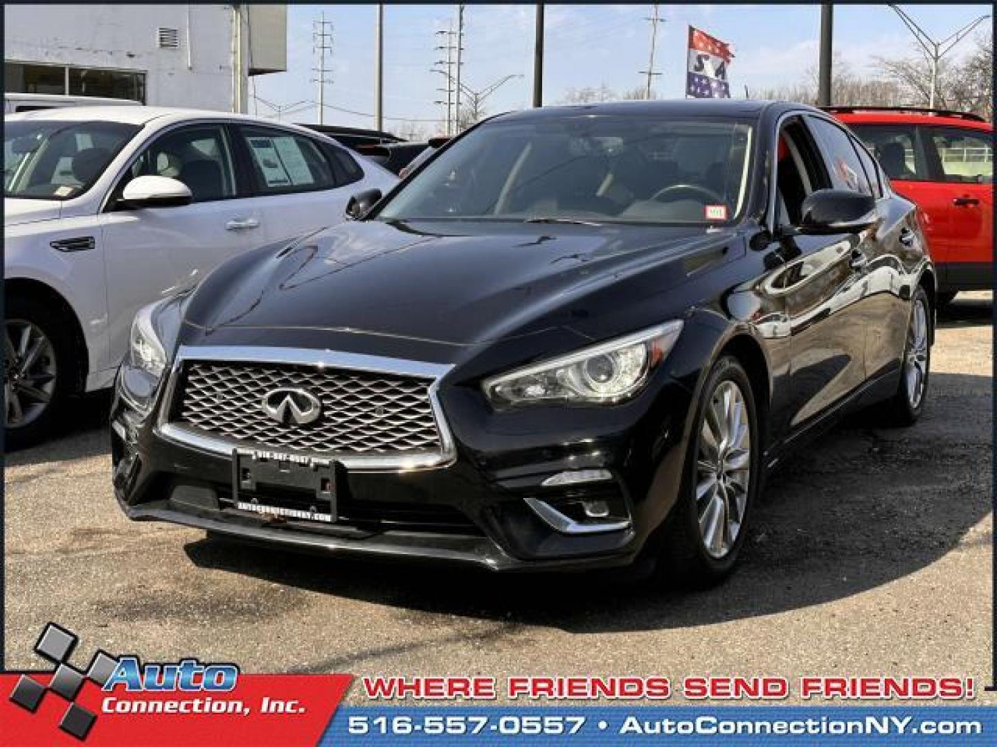 2020 Black Obsidian /Graphite INFINITI Q50 3.0t LUXE AWD (JN1EV7AR6LM) , Automatic transmission, located at 1696 Sunrise Hwy, Bay Shore, NY, 11706, (516) 557-0557, 40.733665, -73.256317 - Photo#2