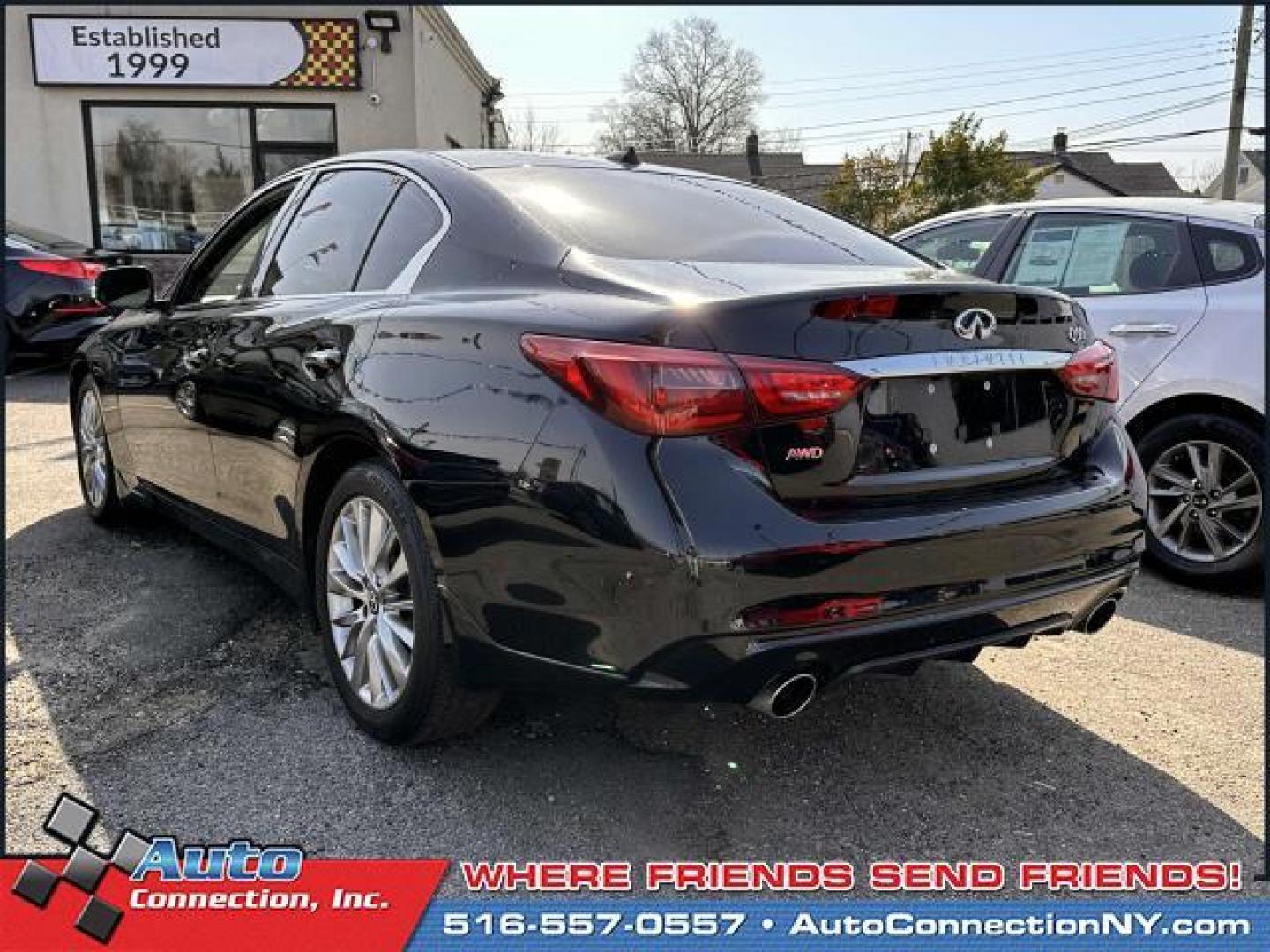 2020 Black Obsidian /Graphite INFINITI Q50 3.0t LUXE AWD (JN1EV7AR6LM) , Automatic transmission, located at 1696 Sunrise Hwy, Bay Shore, NY, 11706, (516) 557-0557, 40.733665, -73.256317 - Photo#3