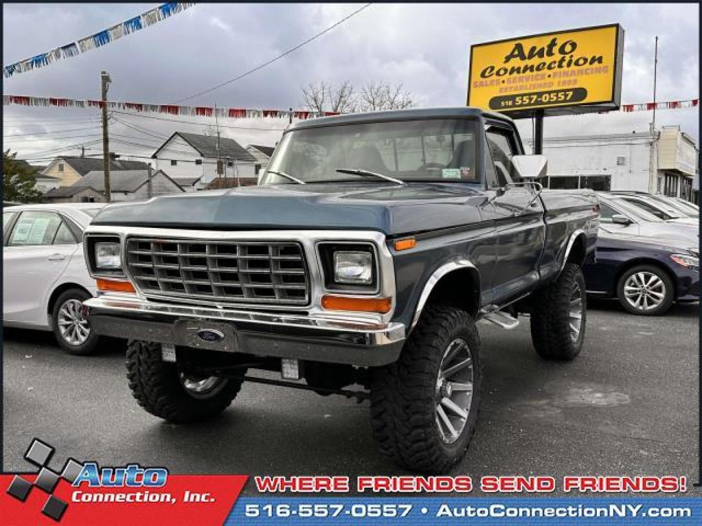 1979 Blue /Black Ford 1 Ton Trucks (F14HEEJ1261) , Automatic transmission, located at 1696 Sunrise Hwy, Bay Shore, NY, 11706, (516) 557-0557, 40.733665, -73.256317 - You'll have a memorable drive every time you start this 1979 Ford 1 Ton Trucks up. Curious about how far this 1 Ton Trucks has been driven? The odometer reads 92000 miles. From the moment you walk into our showroom, you'll know our commitment to customer service is second to none. Call today to spe - Photo#2