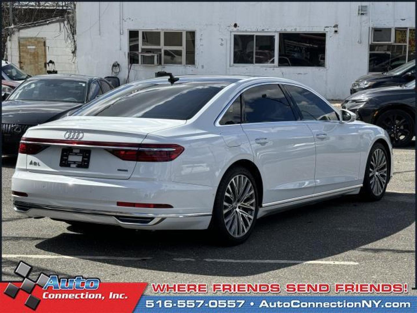 2019 Glacier White Metallic /Nutmeg Brown Audi A8 L 55 TFSI quattro (WAU8DAF88KN) , Automatic transmission, located at 1696 Sunrise Hwy, Bay Shore, NY, 11706, (516) 557-0557, 40.733665, -73.256317 - Photo#9