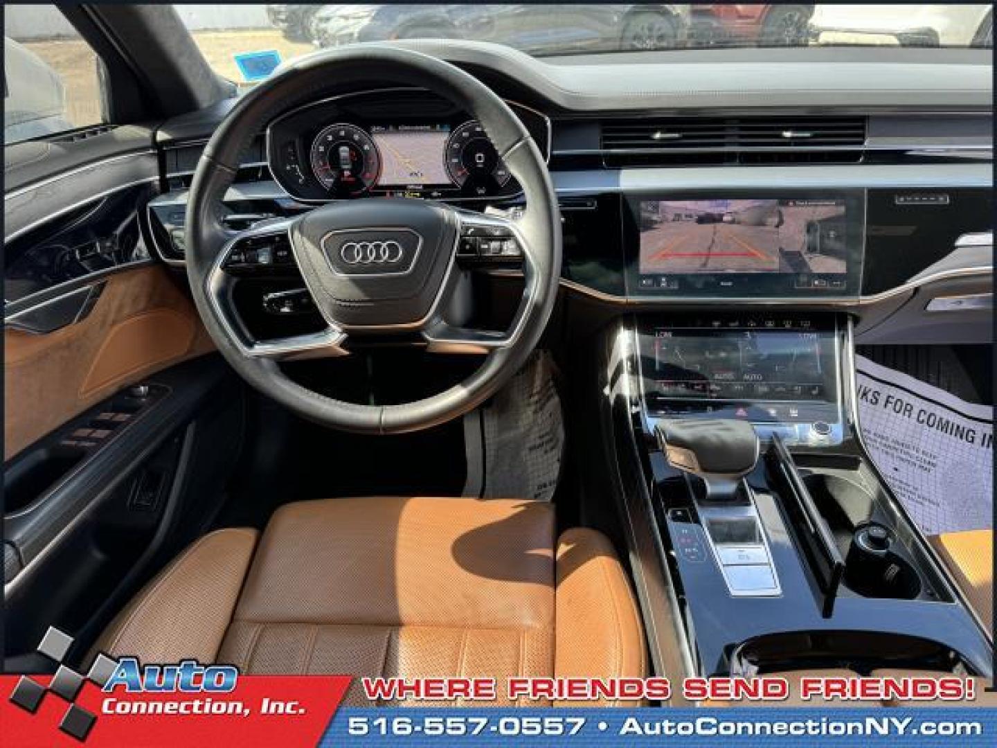 2019 Glacier White Metallic /Nutmeg Brown Audi A8 L 55 TFSI quattro (WAU8DAF88KN) , Automatic transmission, located at 1696 Sunrise Hwy, Bay Shore, NY, 11706, (516) 557-0557, 40.733665, -73.256317 - Photo#17