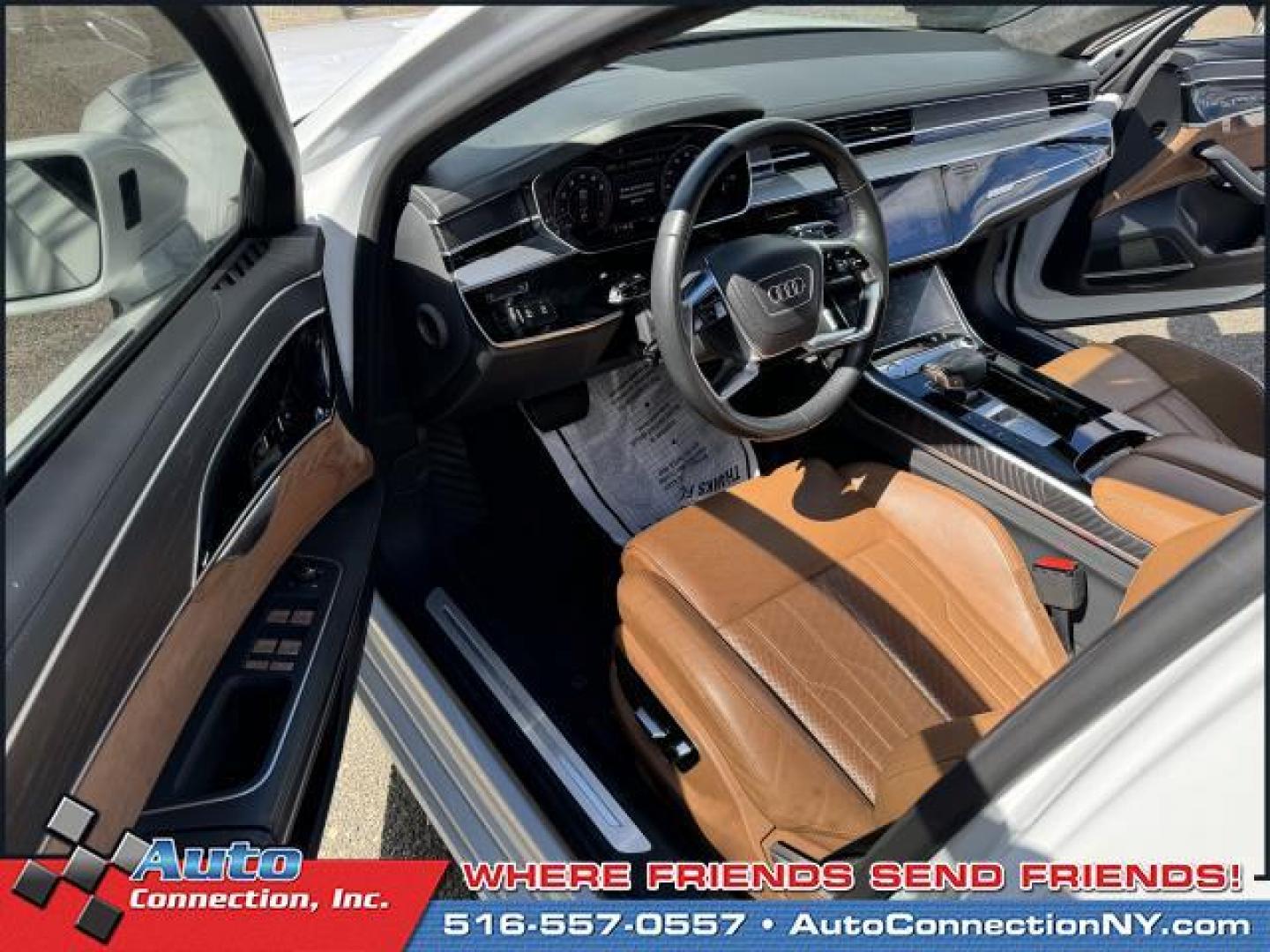 2019 Glacier White Metallic /Nutmeg Brown Audi A8 L 55 TFSI quattro (WAU8DAF88KN) , Automatic transmission, located at 1696 Sunrise Hwy, Bay Shore, NY, 11706, (516) 557-0557, 40.733665, -73.256317 - Photo#20