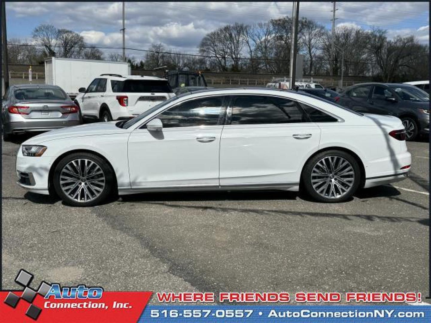 2019 Glacier White Metallic /Nutmeg Brown Audi A8 L 55 TFSI quattro (WAU8DAF88KN) , Automatic transmission, located at 1696 Sunrise Hwy, Bay Shore, NY, 11706, (516) 557-0557, 40.733665, -73.256317 - Photo#5