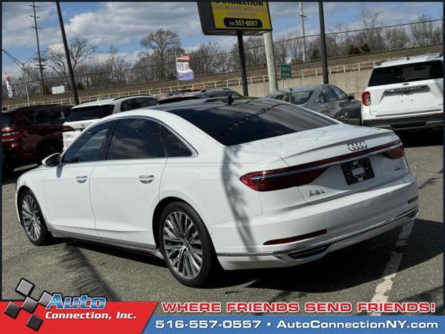 2019 Glacier White Metallic /Nutmeg Brown Audi A8 L 55 TFSI quattro (WAU8DAF88KN) , Automatic transmission, located at 1696 Sunrise Hwy, Bay Shore, NY, 11706, (516) 557-0557, 40.733665, -73.256317 - Photo#6