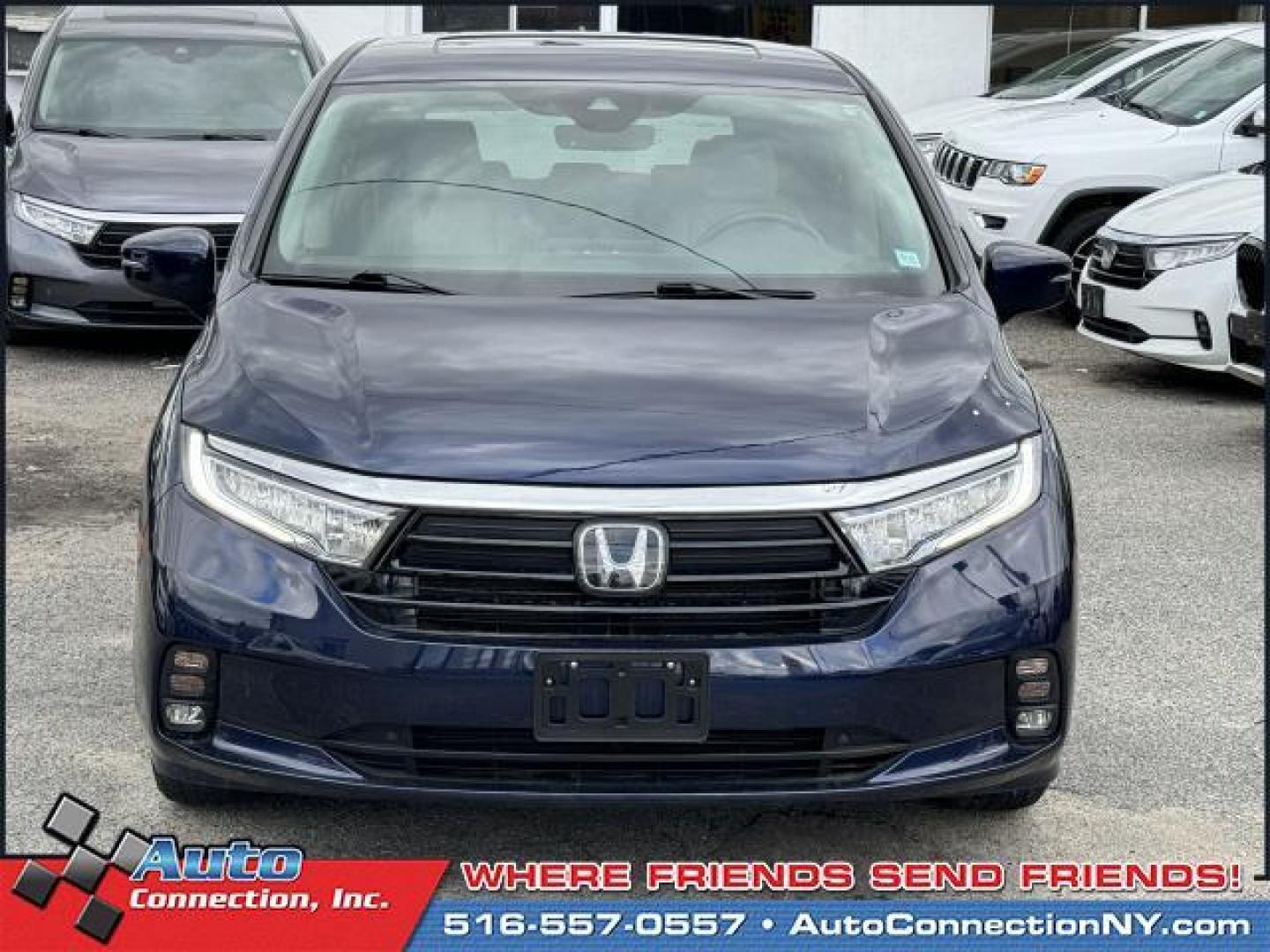 2021 Obsidian Blue Pearl /Gray Honda Odyssey EX-L Auto (5FNRL6H75MB) , Automatic transmission, located at 1696 Sunrise Hwy, Bay Shore, NY, 11706, (516) 557-0557, 40.733665, -73.256317 - Photo#2