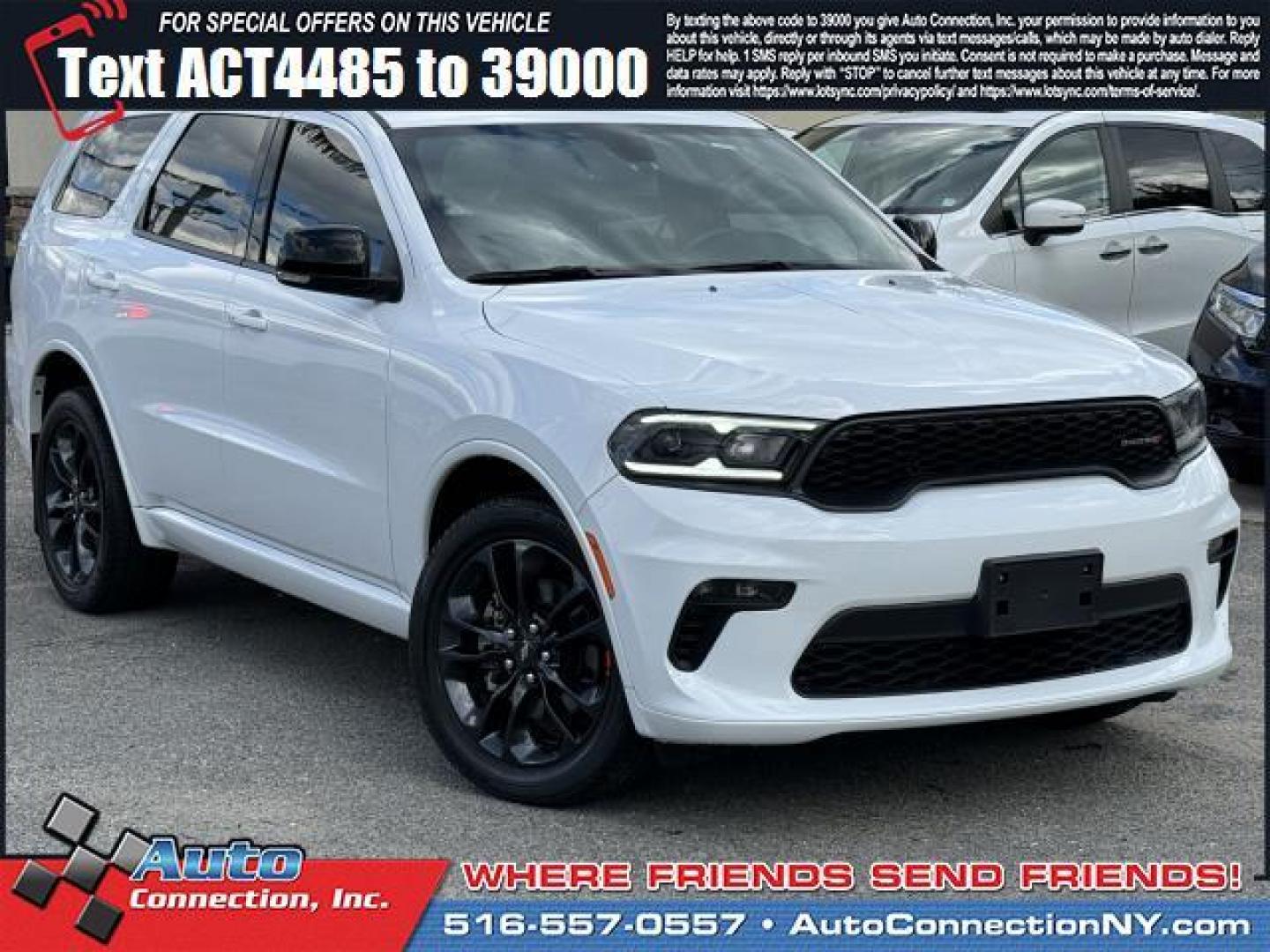 2021 White Knuckle Clearcoat /Black Dodge Durango GT Plus AWD (1C4RDJDG0MC) , Automatic transmission, located at 1696 Sunrise Hwy, Bay Shore, NY, 11706, (516) 557-0557, 40.733665, -73.256317 - This 2021 Dodge Durango is in great mechanical and physical condition. Curious about how far this Durango has been driven? The odometer reads 18716 miles. Real cars. Real prices. Real people. Adventure is calling! Drive it home today. All internet purchases include a 12 mo/ 12000 mile protection pl - Photo#0