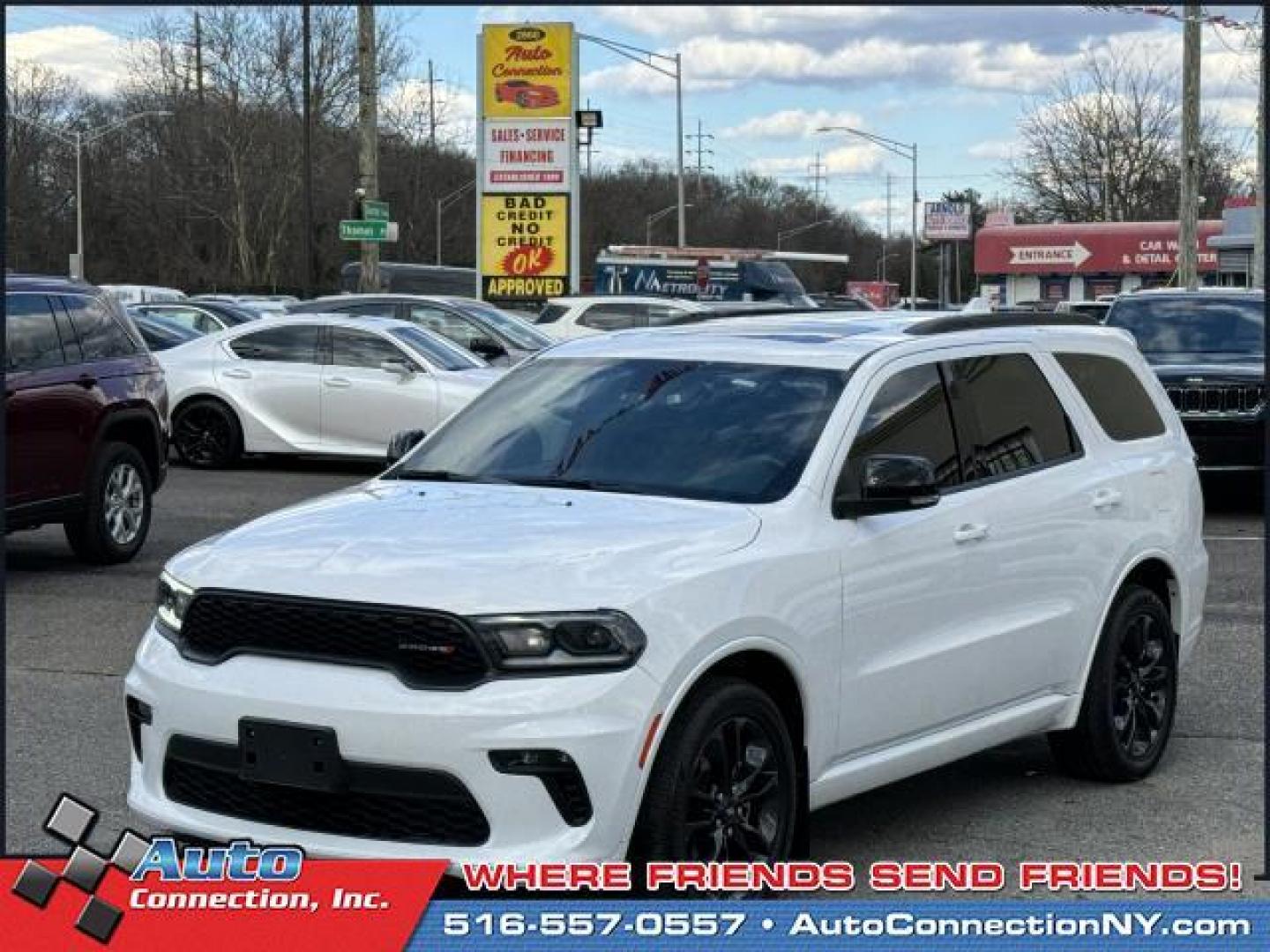 2021 White Knuckle Clearcoat /Black Dodge Durango GT Plus AWD (1C4RDJDG0MC) , Automatic transmission, located at 1696 Sunrise Hwy, Bay Shore, NY, 11706, (516) 557-0557, 40.733665, -73.256317 - This 2021 Dodge Durango is in great mechanical and physical condition. Curious about how far this Durango has been driven? The odometer reads 18716 miles. Real cars. Real prices. Real people. Adventure is calling! Drive it home today. All internet purchases include a 12 mo/ 12000 mile protection pl - Photo#4