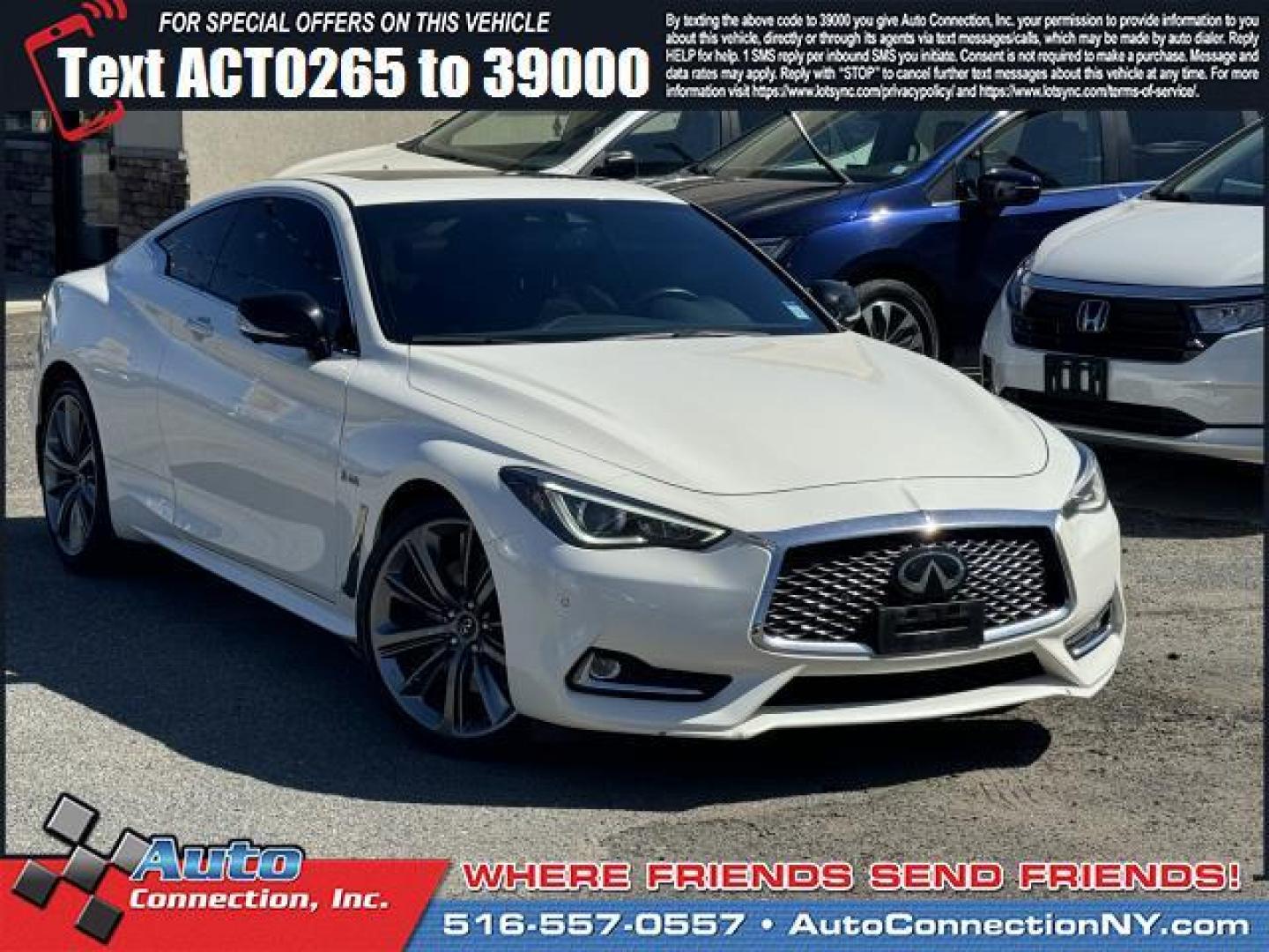 2019 Majestic White /Monaco Red INFINITI Q60 RED SPORT 400 AWD (JN1FV7EL1KM) , Automatic transmission, located at 1696 Sunrise Hwy, Bay Shore, NY, 11706, (516) 557-0557, 40.733665, -73.256317 - You'll have a memorable drive every time you start this 2019 INFINITI Q60 up. This Q60 has been driven with care for 43589 miles. We try to make the purchase process as easy and as hassle-free as possible. We encourage you to experience this Q60 for yourself. All internet purchases include a 12 mo/ - Photo#0