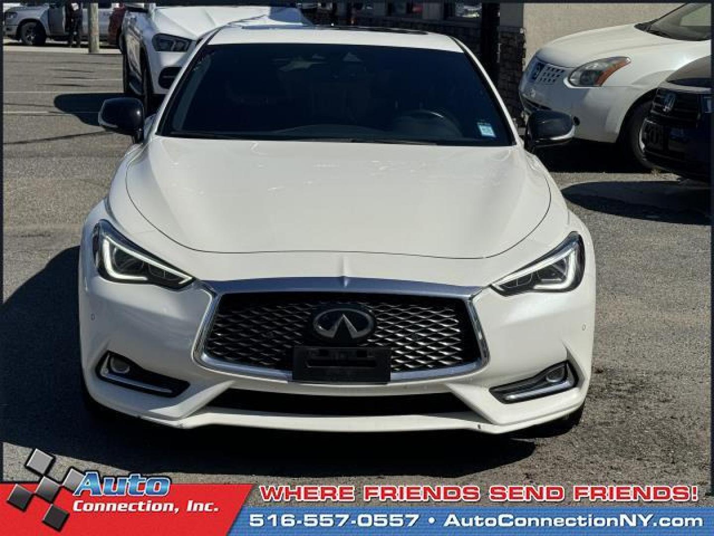 2019 Majestic White /Monaco Red INFINITI Q60 RED SPORT 400 AWD (JN1FV7EL1KM) , Automatic transmission, located at 1696 Sunrise Hwy, Bay Shore, NY, 11706, (516) 557-0557, 40.733665, -73.256317 - You'll have a memorable drive every time you start this 2019 INFINITI Q60 up. This Q60 has been driven with care for 43589 miles. We try to make the purchase process as easy and as hassle-free as possible. We encourage you to experience this Q60 for yourself. All internet purchases include a 12 mo/ - Photo#2