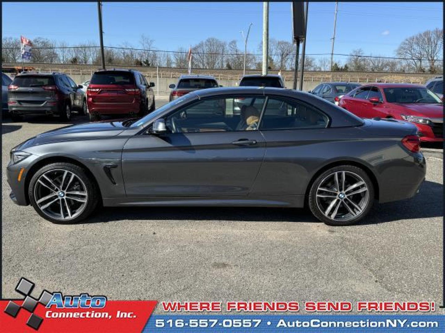 2019 Mineral Grey Metallic /Cognac/Dark Brown BMW 4 Series 430i xDrive Convertible (WBA4Z3C58KE) , Automatic transmission, located at 1696 Sunrise Hwy, Bay Shore, NY, 11706, (516) 557-0557, 40.733665, -73.256317 - Delivering power, style and convenience, this 2019 BMW 4 Series has everything you're looking for. This 4 Series has 35649 miles, and it has plenty more to go with you behind the wheel. Buy with confidence knowing you're getting the best price and the best service. With an affordable price, why wai - Photo#14