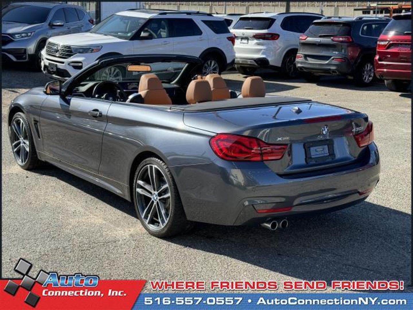 2019 Mineral Grey Metallic /Cognac/Dark Brown BMW 4 Series 430i xDrive Convertible (WBA4Z3C58KE) , Automatic transmission, located at 1696 Sunrise Hwy, Bay Shore, NY, 11706, (516) 557-0557, 40.733665, -73.256317 - Delivering power, style and convenience, this 2019 BMW 4 Series has everything you're looking for. This 4 Series has 35649 miles, and it has plenty more to go with you behind the wheel. Buy with confidence knowing you're getting the best price and the best service. With an affordable price, why wai - Photo#19