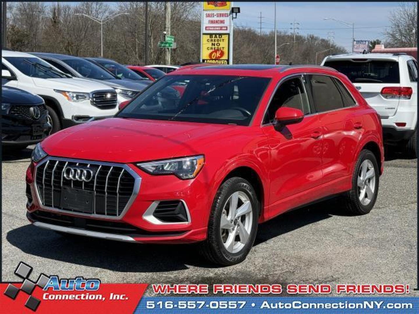 2021 Tango Red Metallic /Black Audi Q3 Premium 40 TFSI quattro (WA1AUCF35M1) , Automatic transmission, located at 1696 Sunrise Hwy, Bay Shore, NY, 11706, (516) 557-0557, 40.733665, -73.256317 - This 2021 Audi Q3 is in great mechanical and physical condition. Curious about how far this Q3 has been driven? The odometer reads 58625 miles. Visit us to learn how you can add this vehicle to your family lineup. Appointments are recommended due to the fast turnover on models such as this one. All - Photo#11