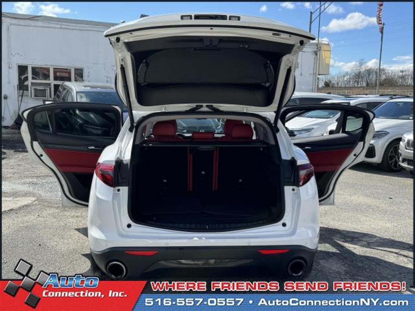 2021 Alfa White /Black/Red Alfa Romeo Stelvio AWD (ZASPAKAN7M7) , Automatic transmission, located at 1696 Sunrise Hwy, Bay Shore, NY, 11706, (516) 557-0557, 40.733665, -73.256317 - Photo#10