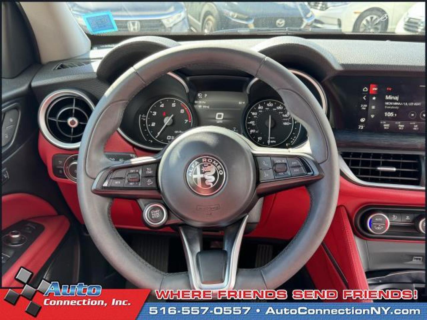 2021 Alfa White /Black/Red Alfa Romeo Stelvio AWD (ZASPAKAN7M7) , Automatic transmission, located at 1696 Sunrise Hwy, Bay Shore, NY, 11706, (516) 557-0557, 40.733665, -73.256317 - Photo#21