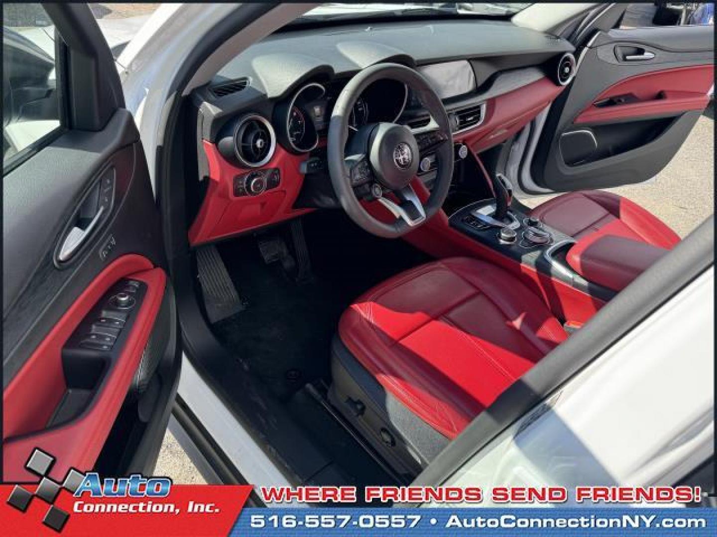 2021 Alfa White /Black/Red Alfa Romeo Stelvio AWD (ZASPAKAN7M7) , Automatic transmission, located at 1696 Sunrise Hwy, Bay Shore, NY, 11706, (516) 557-0557, 40.733665, -73.256317 - Photo#23