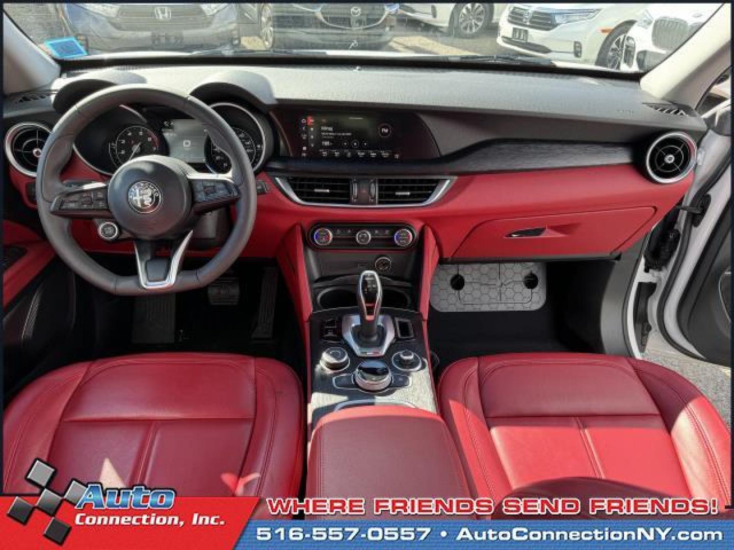 2021 Alfa White /Black/Red Alfa Romeo Stelvio AWD (ZASPAKAN7M7) , Automatic transmission, located at 1696 Sunrise Hwy, Bay Shore, NY, 11706, (516) 557-0557, 40.733665, -73.256317 - Photo#7